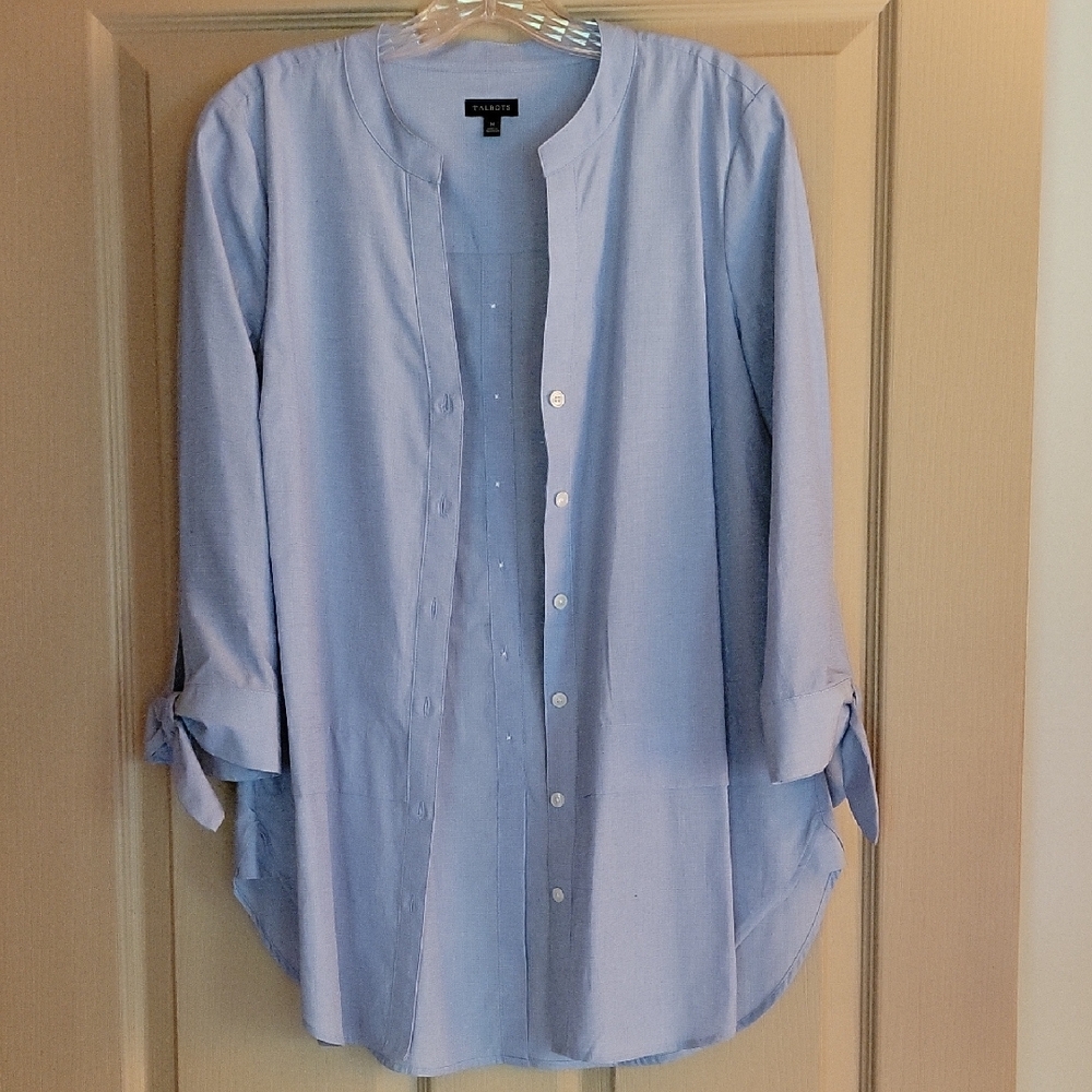 Talbots Women's Light Blue Button-Down Shirt
